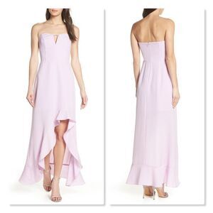 Harlyn Strapless High/low Ruffle Hem Gown In Lilac size XL -